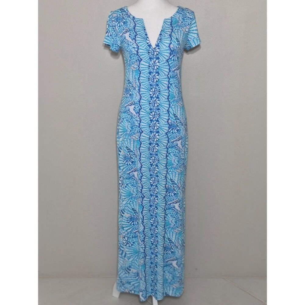 Lilly Pulitzer Women’s UPF 50+ Sophiletta Short Sleeve Maxi Dress Blue Size XS